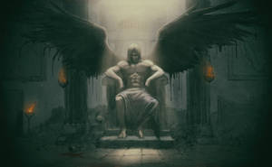 Dark Angel Statue Sitting Down Wallpaper