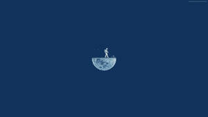 Dark Blue Aesthetic Quarter Moon Wallpaper