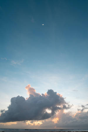 Dark Blue Sky Crescent Moon Wallpaper