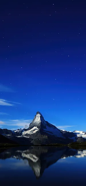 Dark Blue Starry Sky Above Matterhorn Wallpaper