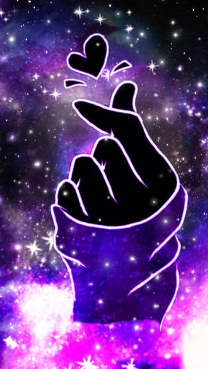 Dark Galaxy Saranghae Finger Heart Wallpaper