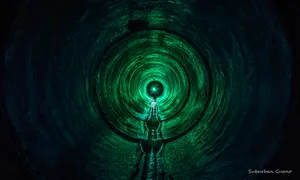 Dark Green Light Tunnel Wallpaper