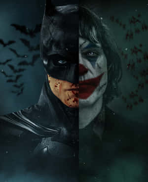 Dark Half Batman Half Joker Aesthetic Poster Wallpaper