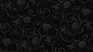 Dark Halloween Pumpkin Bats Pattern Wallpaper