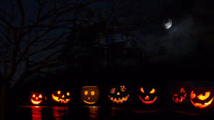 Dark Halloween Pumpkin Faces Wallpaper