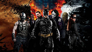 Dark Knight Batman And Villains Film Wallpaper