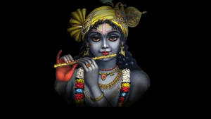 Dark Krishna And Her Flute Wallpaper