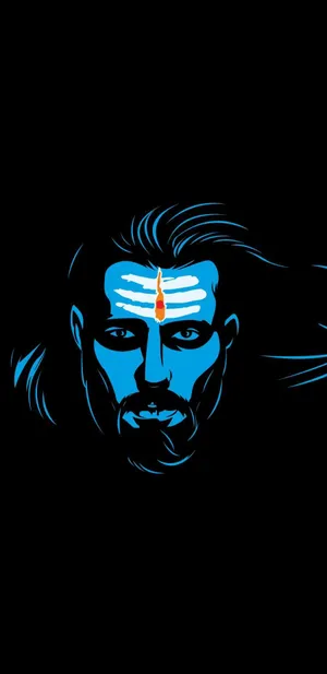 Dark Mahadev In Blue With Forehead Symbol Hd Wallpaper