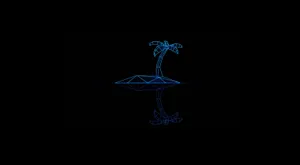 Dark Minimalist Wireframe Island Wallpaper