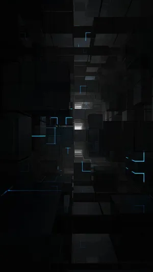 Dark Phone Cubes With Blue Lights Wallpaper