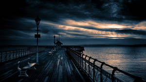 Dark Pier Sunset Wallpaper