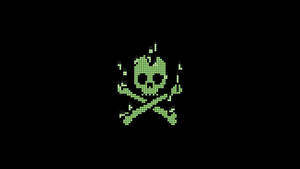 Dark Pixel Green Skull Wallpaper