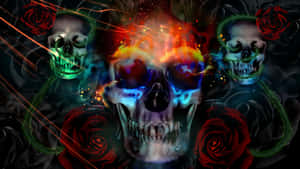 Dark Psychedelic Hd Three Skulls Wallpaper