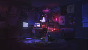 Dark Purple Desk Wallpaper