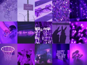 Dark Purple Grid Collage Aesthetic Collection Wallpaper