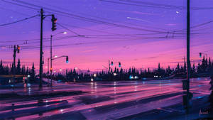 Dark Purple Highway Wallpaper