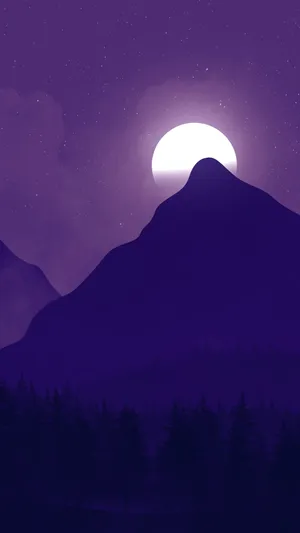 Dark Purple Mountain Moon Sky Wallpaper