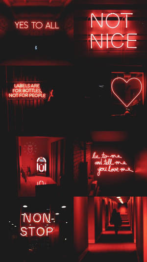 Dark Red Aesthetic Neon Wallpaper