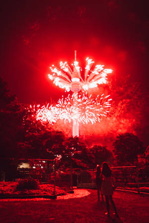 Dark Red Fireworks Wallpaper