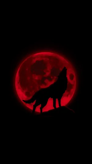 Dark Red Wolf Moon Wallpaper