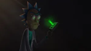 Dark Rick And Morty Stoner With Portal Gun Wallpaper