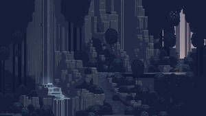 Dark Rock City Pixel Art Wallpaper