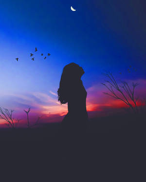 Dark Sad Girl Blue Sky Wallpaper