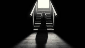 Dark Sad Man On Stairs Wallpaper