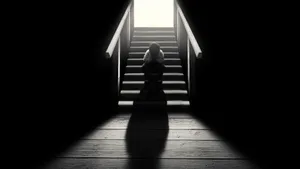 Dark Sad Man On Stairs Wallpaper