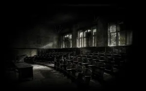 Dark Scary Abandoned Classroom Wallpaper