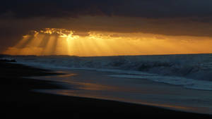 Dark Sunset Beach Sky Wallpaper