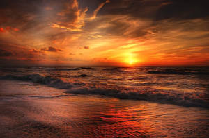 Dark Sunset On The Beach Wallpaper