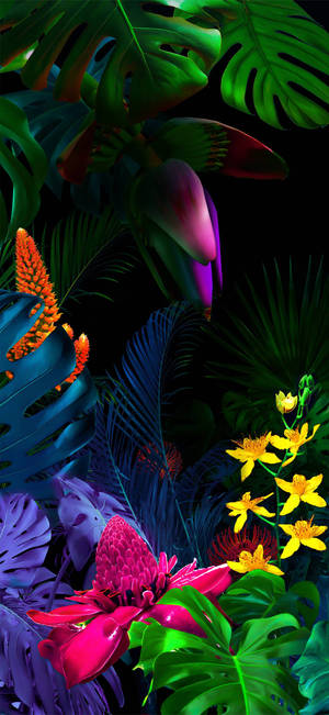 Dark Tropical Illustration Iphone Wallpaper