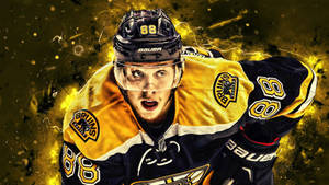 David Pastrnak Burning Flames Fan Art Wallpaper