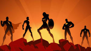 Dc Superheroes Orange Cartoon Silhouette Wallpaper