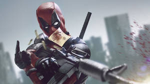 Deadpool Flipping The Dirty Finger Wallpaper