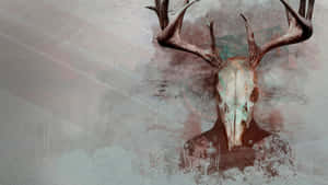 Dear Bull Skull On Grunge Background Wallpaper