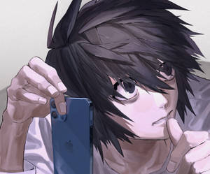 Death Note Character L With Iphone Wallpaper