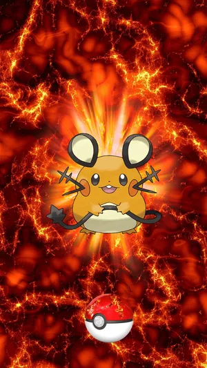 Dedenne On Flaring Fire Wallpaper