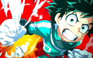 Deku Prepares For A Powerful Punch Wallpaper