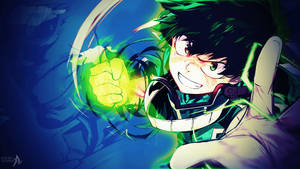 Deku Unleashes A Powerful Glowing Green Punch! Wallpaper