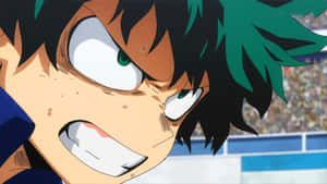 Deku With Green Eyes Of My Hero Academia Wallpaper