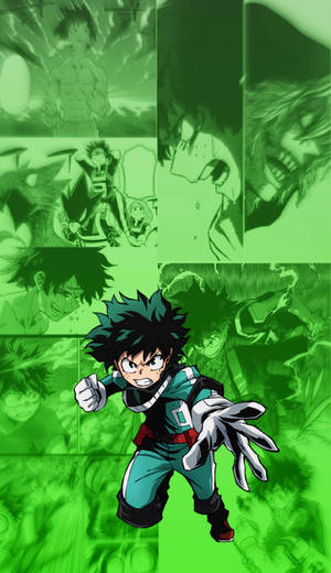 Deku With Iconic Manga Poster Wallpaper