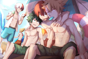 Deku X Todoroki X Bakugou Summer Wallpaper