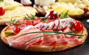 Delectable Ham Meat Plating Wallpaper