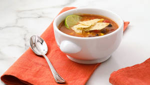 Delectable Tortilla Soup With Black Beans Wallpaper