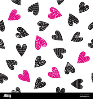 Delicate Geometric Design In Pink, Black And White Wallpaper