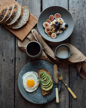 Delicious Breakfast On Gray Ceramic Plate Wallpaper