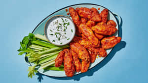 Delicious Crispy Chicken Wings With Blue Cheese Wallpaper