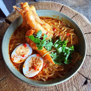 Delicious Curry Laksa With Tempura Wallpaper